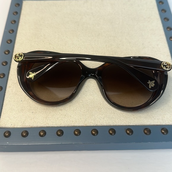 💯 - New Authentic - GUCCI Brown Gradient Oval Sunglasses GG0368S 002 55 - Picture 13 of 16